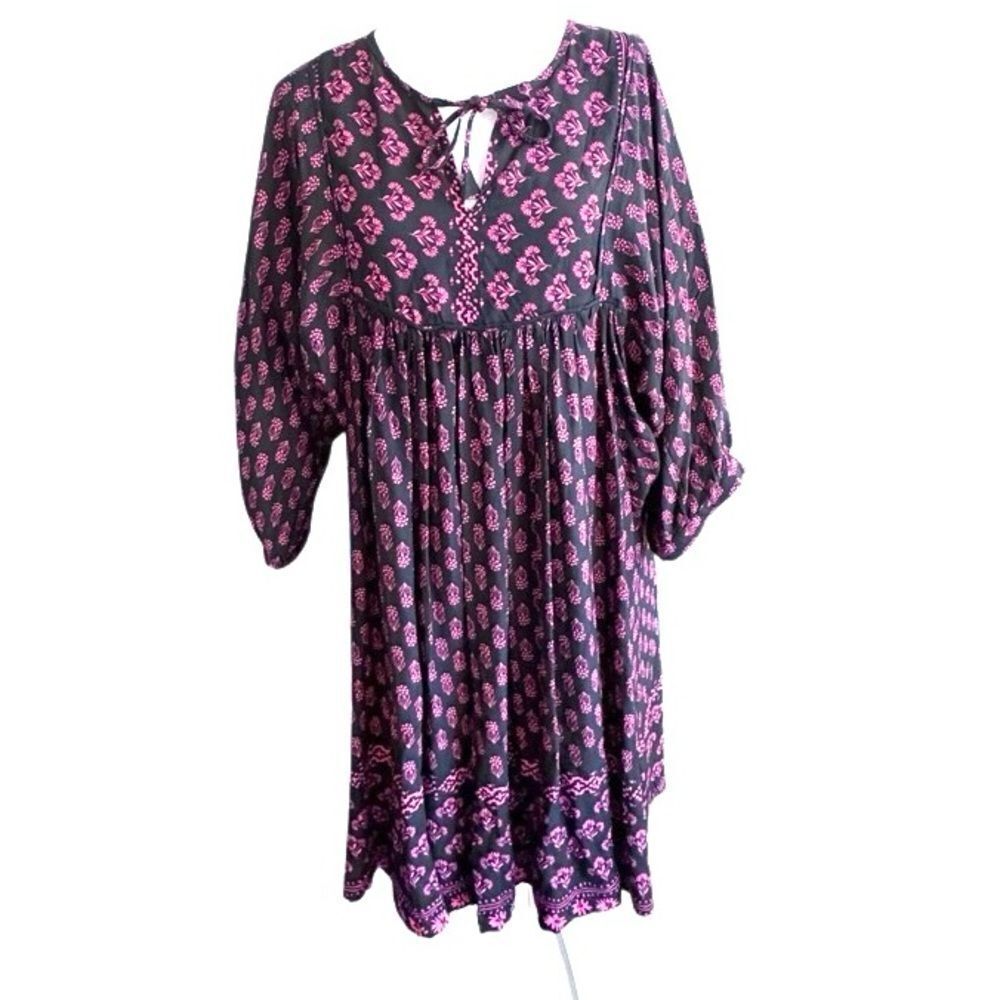 BeachLunchLounge Dress Red Black Floral Flowy Boho SZ XXL